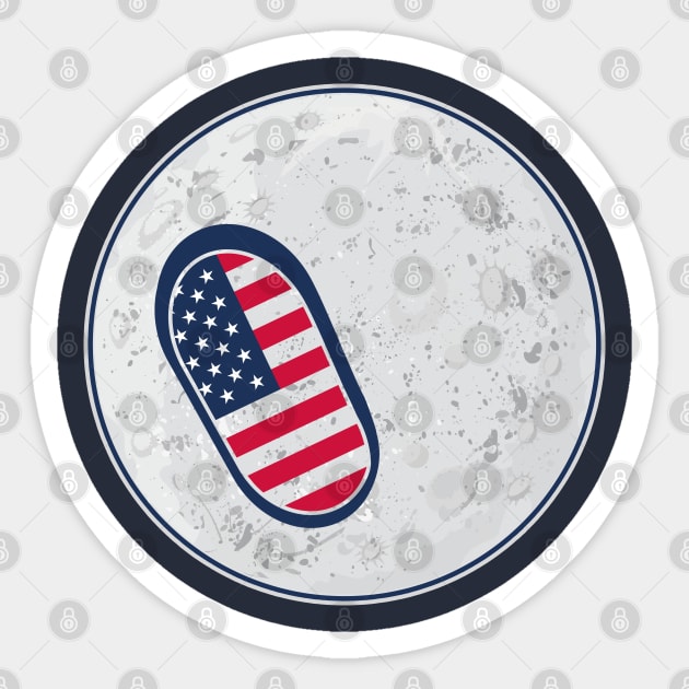 Footprint on the Moon.Stars and Stripes Sticker by FunawayHit